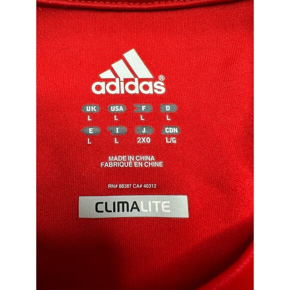 Adidas: Red Black and White Athletic Dri-fit Tee - Picture 5 of 9